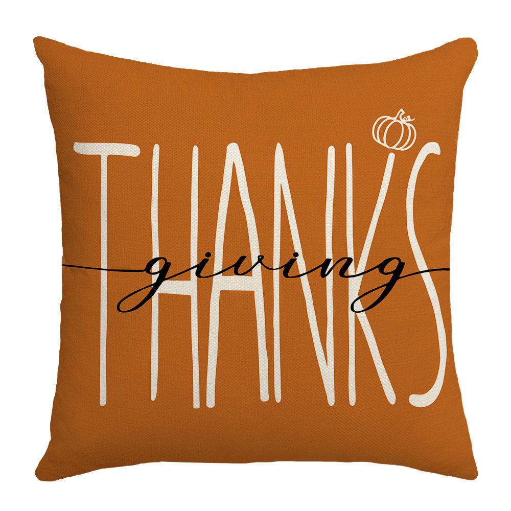 HKM-611091 Hand-painted Pumpkin Maple Leaf Cushion Cover - Modern Simplicity 45x45cm