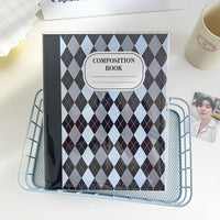 HKM-611155 A5 Minimalist Checkered Diamond Loose Leaf Storage Book with Transparent Jacket