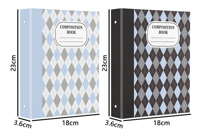 HKM-611155 A5 Minimalist Checkered Diamond Loose Leaf Storage Book with Transparent Jacket