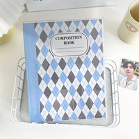 HKM-611155 A5 Minimalist Checkered Diamond Loose Leaf Storage Book with Transparent Jacket