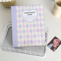HKM-611155 A5 Minimalist Checkered Diamond Loose Leaf Storage Book with Transparent Jacket