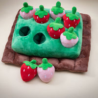 HKM-611219 Interactive Plush Hide and Seek Toy Set with Chick, Radishes, and Strawberries for Pets