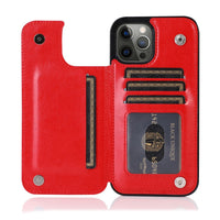 HKM-611283 Solid Color Double Buckle Leather Mobile Phone Case - Shockproof, Anti-Fall, Bracket Design