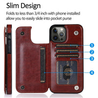 HKM-611283 Solid Color Double Buckle Leather Mobile Phone Case - Shockproof, Anti-Fall, Bracket Design