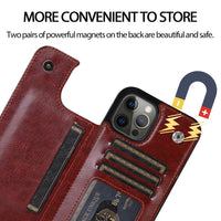 HKM-611283 Solid Color Double Buckle Leather Mobile Phone Case - Shockproof, Anti-Fall, Bracket Design