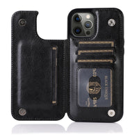 HKM-611283 Solid Color Double Buckle Leather Mobile Phone Case - Shockproof, Anti-Fall, Bracket Design