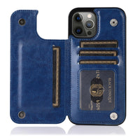 HKM-611283 Solid Color Double Buckle Leather Mobile Phone Case - Shockproof, Anti-Fall, Bracket Design