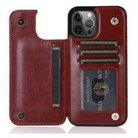 HKM-611283 Solid Color Double Buckle Leather Mobile Phone Case - Shockproof, Anti-Fall, Bracket Design