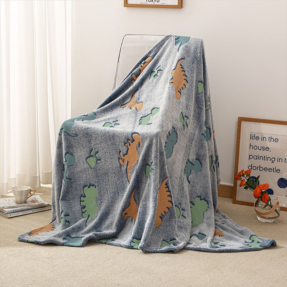 HKM-611347 Luminous Cartoon Air Conditioner Quilt for Kids - Flannel Polyester Blanket with Geometric Patterns
