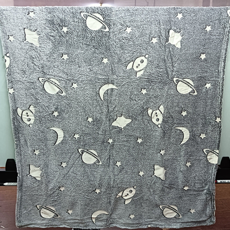 HKM-611347 Luminous Cartoon Air Conditioner Quilt for Kids - Flannel Polyester Blanket with Geometric Patterns
