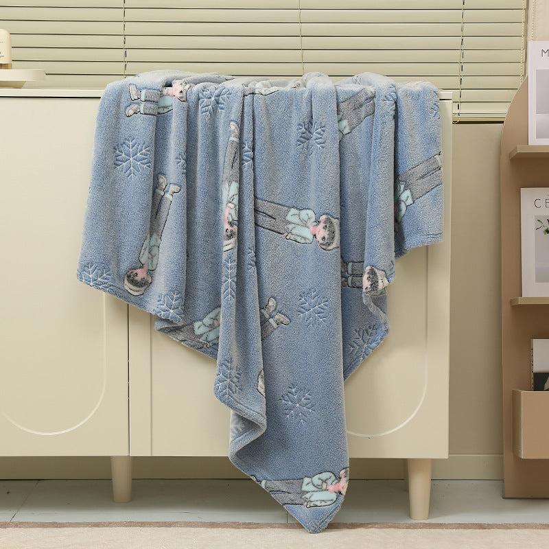 HKM-611347 Luminous Cartoon Air Conditioner Quilt for Kids - Flannel Polyester Blanket with Geometric Patterns