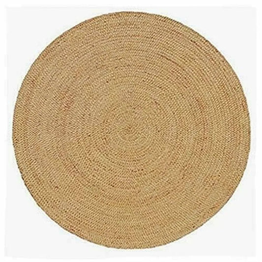 KTX-611539 Boho Tan Brown Woven Jute Rug for Living Room and Bedroom, Washable Outdoor Decor