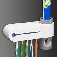 HKM-611859 3-in-1 Toothbrush Holder with Toothpaste Dispenser and UV Sterilizer, Wall-Mount Design, Space-Saving Functionality
