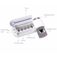 HKM-611859 3-in-1 Toothbrush Holder with Toothpaste Dispenser and UV Sterilizer, Wall-Mount Design, Space-Saving Functionality
