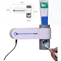 HKM-611859 3-in-1 Toothbrush Holder with Toothpaste Dispenser and UV Sterilizer, Wall-Mount Design, Space-Saving Functionality