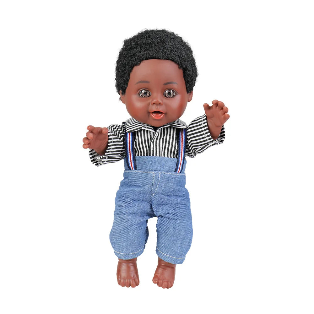 HKM-611859 Cute 10-inch Lifelike Silicone African Baby Doll for Kids - Educational Soft Toy