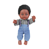 HKM-611859 Cute 10-inch Lifelike Silicone African Baby Doll for Kids - Educational Soft Toy