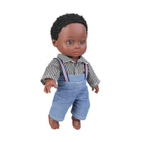 HKM-611859 Cute 10-inch Lifelike Silicone African Baby Doll for Kids - Educational Soft Toy