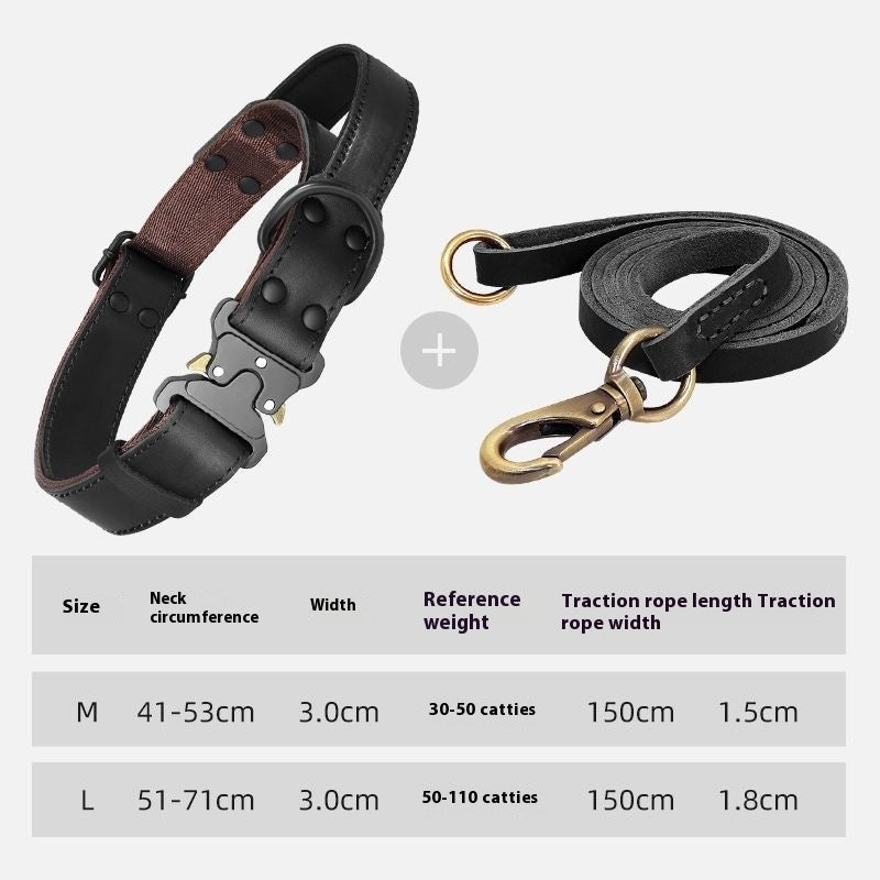HKM-611859 Leather Dog Bandana and Pulling Rope Set - Available in Black and Brown