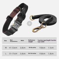 HKM-611859 Leather Dog Bandana and Pulling Rope Set - Available in Black and Brown
