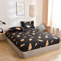 HKM-611987 Fitted Sheet with Pillowcase, Brushed Printing Bedding Set in Multiple Sizes