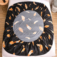 HKM-611987 Fitted Sheet with Pillowcase, Brushed Printing Bedding Set in Multiple Sizes