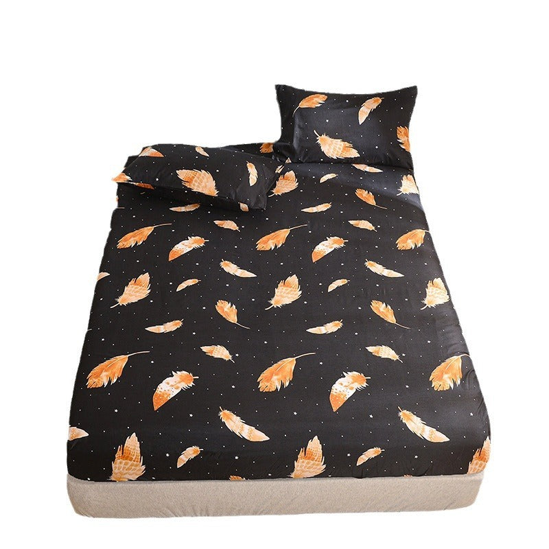 KTX-611987 Fitted Sheet with Pillowcase, Brushed Printing Bedding Set in Multiple Sizes