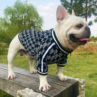 HKM-611987 Stretchy Zip-Up Dog Jacket, Comfortable Pet Clothes in Black and White, Available Sizes XS to 3XL
