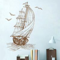 HKM-612115 Nautical Sailboat PVC Decorative Wall Sticker - 40x60cm