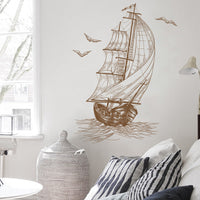 HKM-612115 Nautical Sailboat PVC Decorative Wall Sticker - 40x60cm