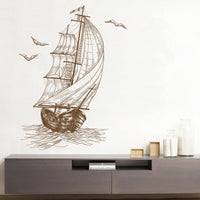 HKM-612115 Nautical Sailboat PVC Decorative Wall Sticker - 40x60cm