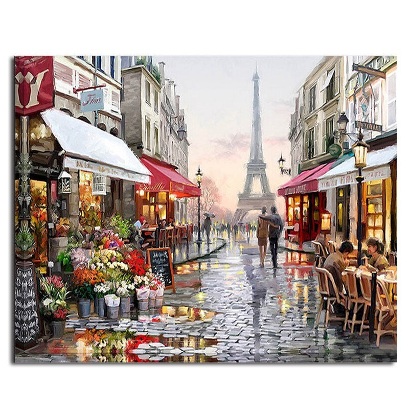 HKM-612179 Digital Oil Painting Kit - Landscape Flower, 40x50cm Canvas with Acrylic Paint and Brushes