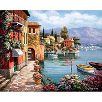 HKM-612179 Digital Oil Painting Kit - Landscape Flower, 40x50cm Canvas with Acrylic Paint and Brushes