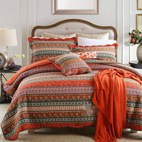 HKM-612179 Quilted Cotton Bed Cover Set with 2 Pillowcases, 230x250 cm for 1.5-1.8m Beds