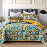 HKM-612179 Quilted Cotton Bed Cover Set with 2 Pillowcases, 230x250 cm for 1.5-1.8m Beds