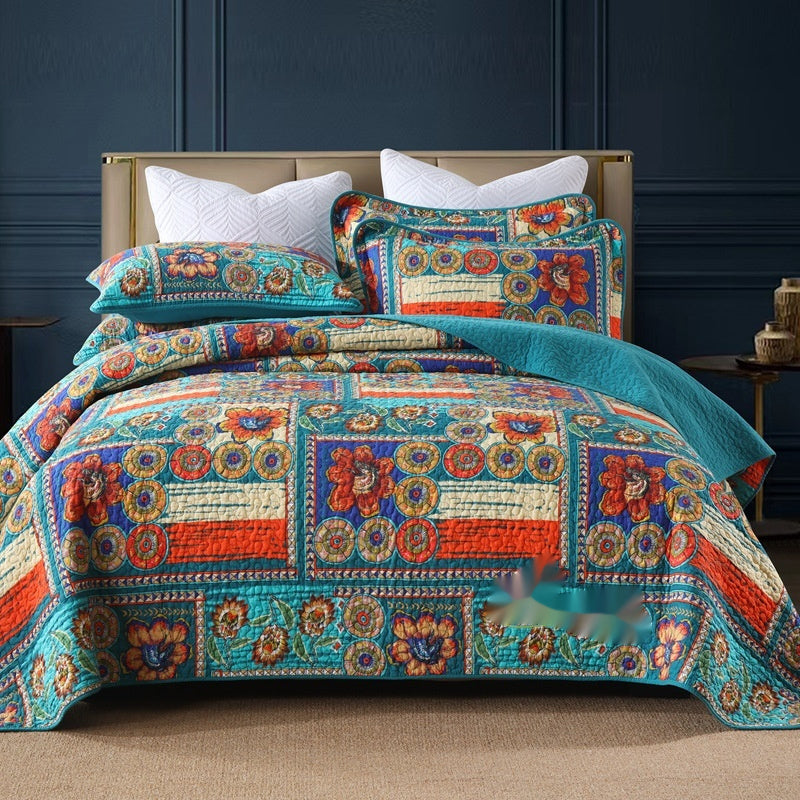 HKM-612179 Quilted Cotton Bed Cover Set with 2 Pillowcases, 230x250 cm for 1.5-1.8m Beds