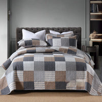HKM-612179 Quilted Cotton Bed Cover Set with 2 Pillowcases, 230x250 cm for 1.5-1.8m Beds