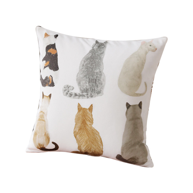 HKM-612307 Cute Cartoon Pet Pillow Cover in Cotton and Linen, 50x50cm Options Available