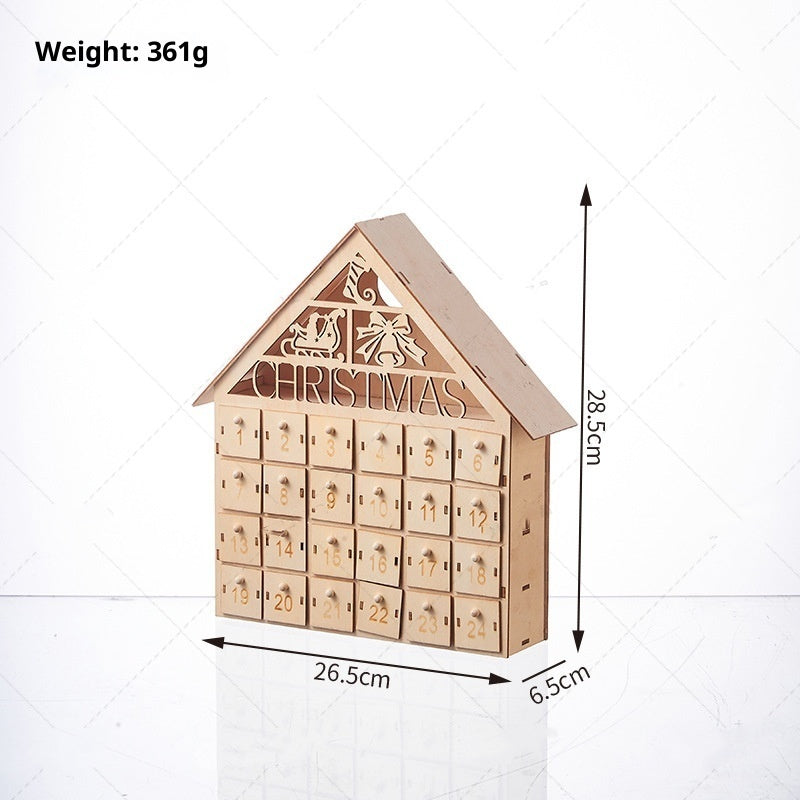 HKM-612307 Wooden LED Light Advent Calendar Christmas Decoration