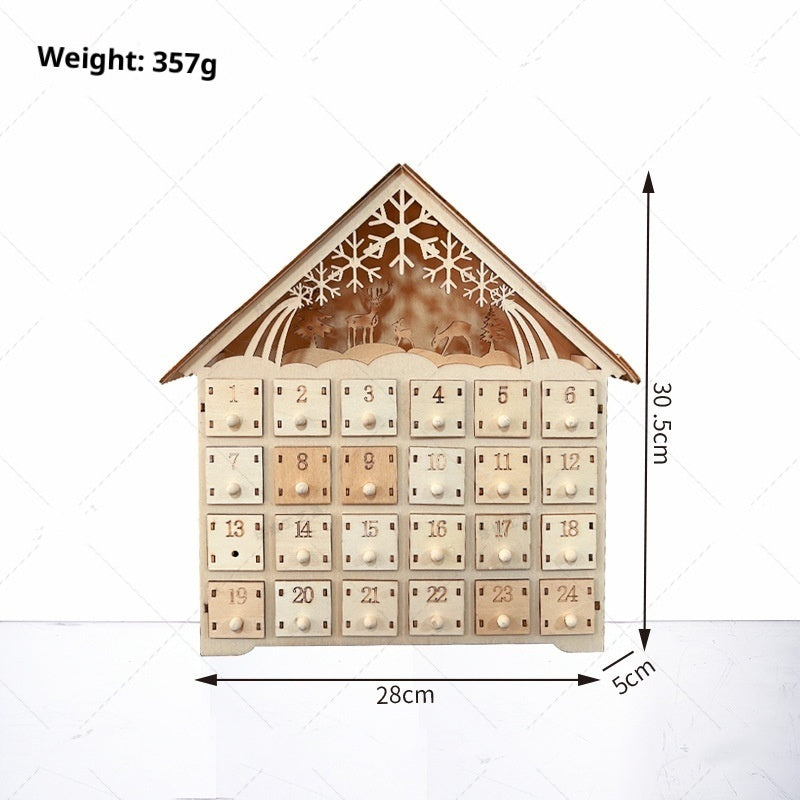 HKM-612307 Wooden LED Light Advent Calendar Christmas Decoration