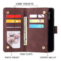 HKM-612435 Multi-Card Flip Zipper Wallet Mobile Phone Case - Leather, Anti-Scratch, Durable design