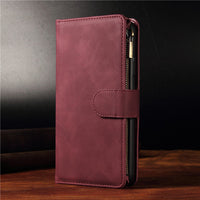 HKM-612435 Multi-Card Flip Zipper Wallet Mobile Phone Case - Leather, Anti-Scratch, Durable design