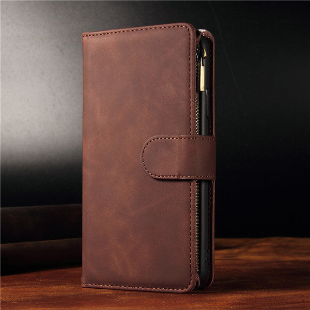 HKM-612435 Multi-Card Flip Zipper Wallet Mobile Phone Case - Leather, Anti-Scratch, Durable design