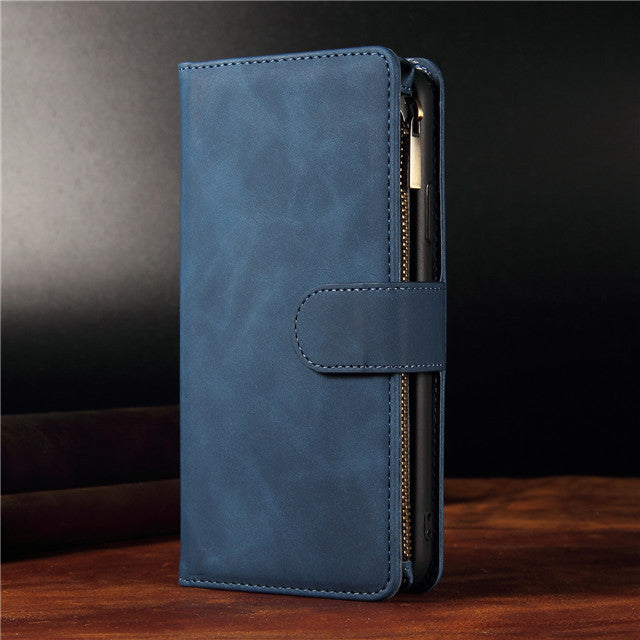 HKM-612435 Multi-Card Flip Zipper Wallet Mobile Phone Case - Leather, Anti-Scratch, Durable design
