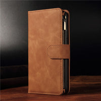 HKM-612435 Multi-Card Flip Zipper Wallet Mobile Phone Case - Leather, Anti-Scratch, Durable design
