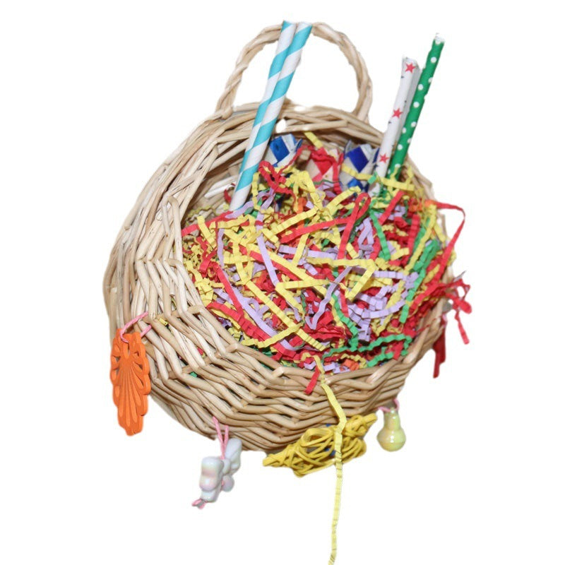HKM-612435 Parrot Basketball Hoop Star Paper Tube Puzzle Toy for Birds