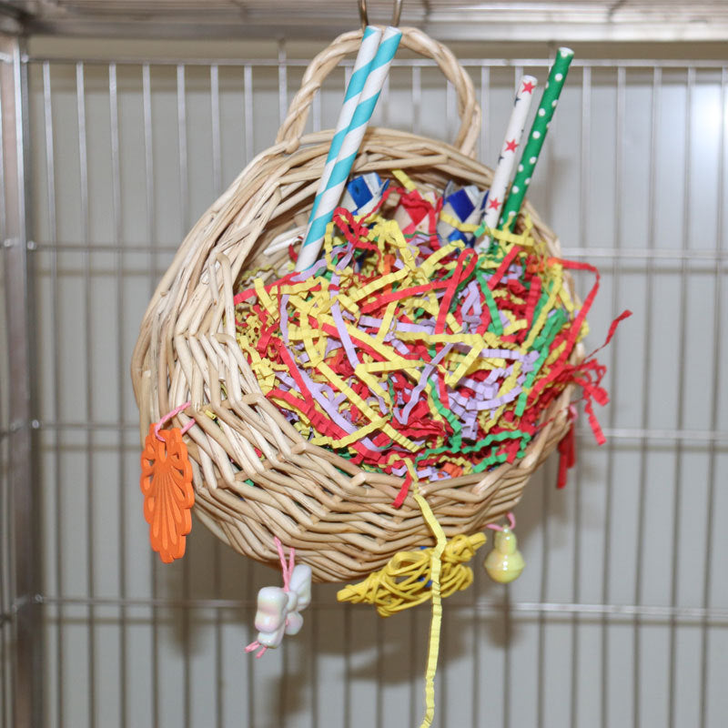 HKM-612435 Parrot Basketball Hoop Star Paper Tube Puzzle Toy for Birds