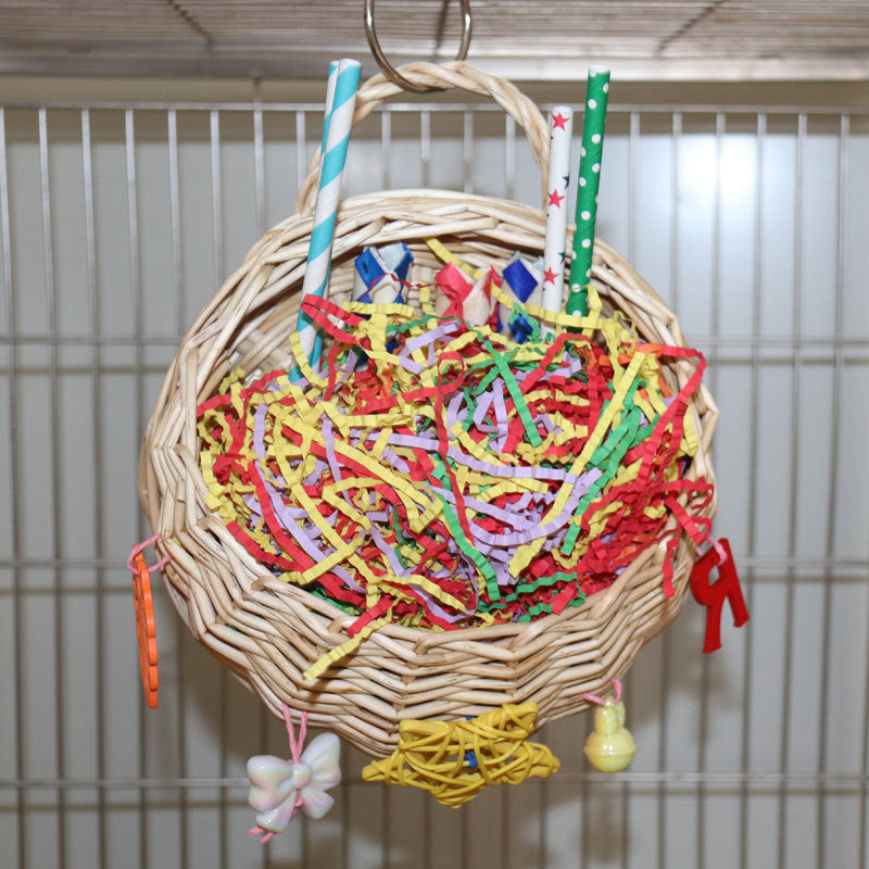 HKM-612435 Parrot Basketball Hoop Star Paper Tube Puzzle Toy for Birds