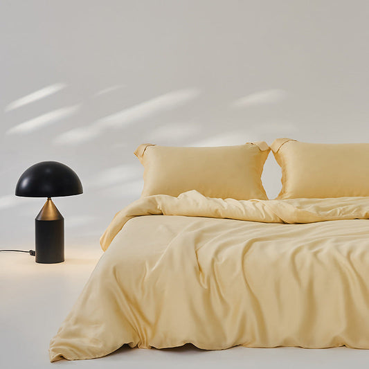 HKM-612499 Ice Silk Four-Piece Cooling Quilt Cover Set in Solid Color - Modern Simplicity Design