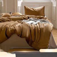 HKM-612499 Ice Silk Four-Piece Cooling Quilt Cover Set in Solid Color - Modern Simplicity Design